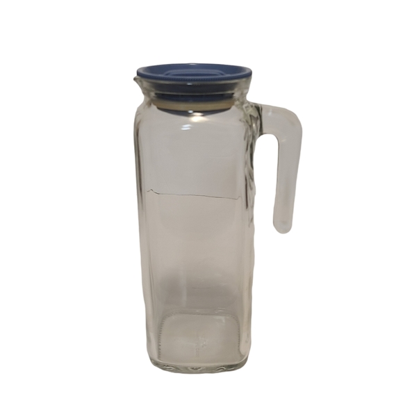 Bormioli Rocco Italy Frigoverre Glass Water Juice Pitcher Jug Carafe Blue Cap - Picture 1 of 4
